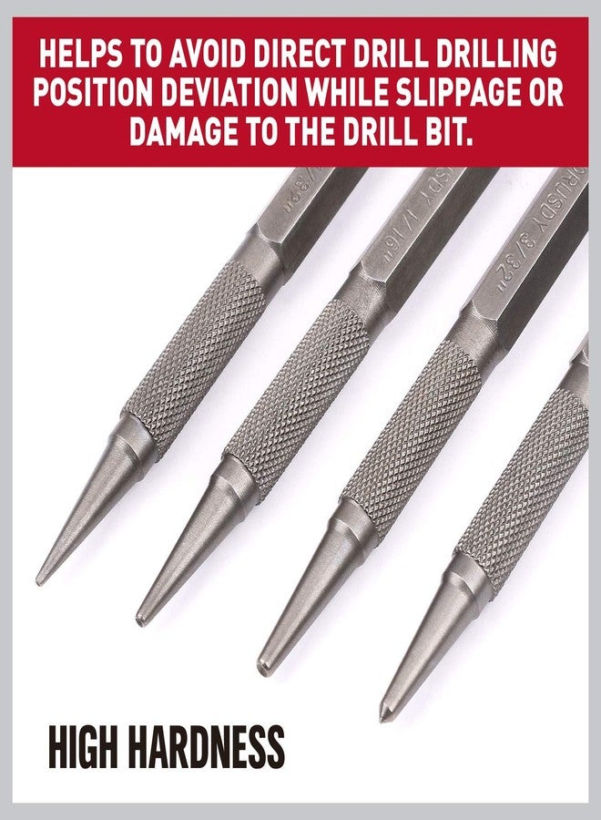 HORUSDY Professional 4-Piece Nail Setter and Centre Punch Set, Steel Construction, 1/32-3/32 Inch Nail Sets, Textured Grip, Wood Working Tools - Image 5
